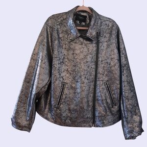 NWT Torrid Metallic Shine Moto Jacket Gunmetal 4X (26) Faux leather style
